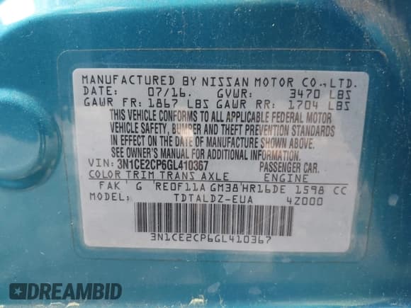 ✅ 2016 Nissan Note SV • VIN: 3N1CE2CP6GL410367 • Lot: 42107969. Listed on IAAI with 28,471 mi. Free auction sales archive from the USA and detailed vehicle history report at DreamBid. Image 9.