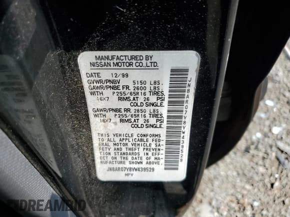 ✅ 2000 Nissan Pathfinder XE • VIN: JN8AR07Y8YW439529 • Lot: 62534815. Wystawiony na Copart z przebiegiem 210 897 mil. Bezpłatny archiwum sprzedaży aukcyjnych z USA i szczegółowy raport historii pojazdu na DreamBid. Zdjęcie 13.