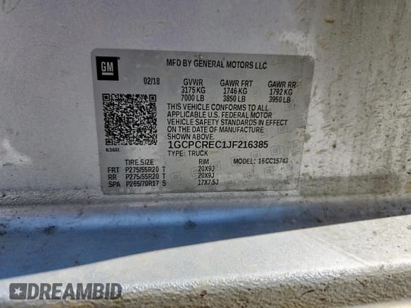 ✅ 2018 Chevrolet Silverado 1500 LT • VIN: 1GCPCREC1JF216385 • Lot: 66747215. Wystawiony na Copart z przebiegiem Nie podano. Bezpłatny archiwum sprzedaży aukcyjnych z USA i szczegółowy raport historii pojazdu na DreamBid. Zdjęcie 12.