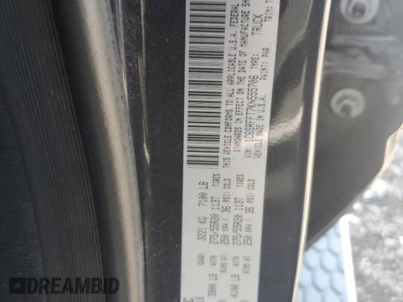 2019 Ram 1500 Big Horn с VIN 1C6SRFFT7KN555706, выставлен на аукционе Copart как лот 70169395 с пробегом 105 043 миль миль и Списание • Salvage title. История ставок и продаж доступна на DreamBid. Изображение 13.