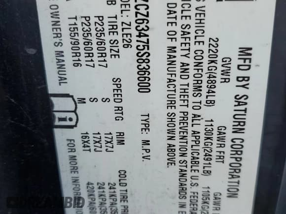 ✅ 2005 Saturn VUE • VIN: 5GZCZ63475S836600 • Lot: 79530924. Wystawiony na Copart z przebiegiem 142 507 mil. Bezpłatny archiwum sprzedaży aukcyjnych z USA i szczegółowy raport historii pojazdu na DreamBid. Zdjęcie 13.