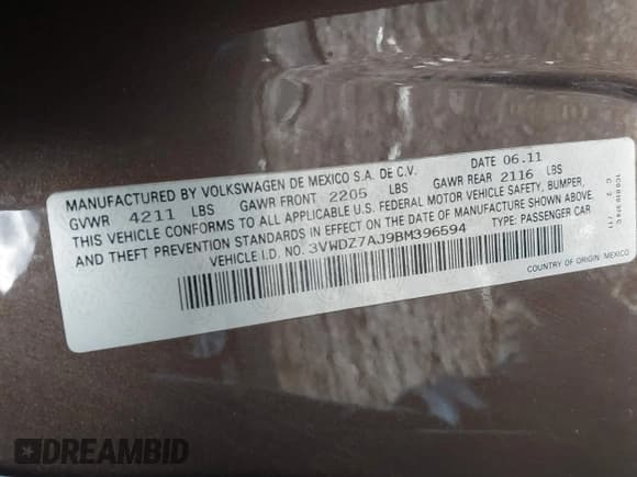 ✅ 2011 Volkswagen Jetta SE • VIN: 3VWDZ7AJ9BM396594 • Лот: 41229668. Опубликован ранее на IAAI с пробегом 168 282 миль. Бесплатный доступ к архиву аукционных продаж из США и подробный отчёт об истории автомобиля на DreamBid. Изображение 9.