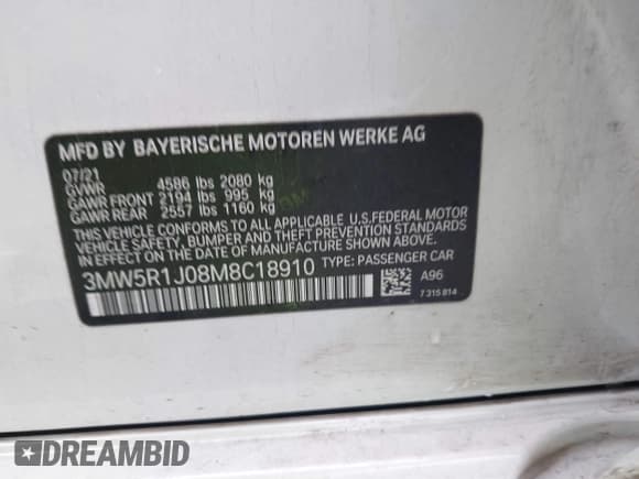 ✅ 2021 BMW 3 Series 330i • VIN: 3MW5R1J08M8C18910 • Лот: 43562534. Опубликован ранее на IAAI с пробегом 83 395 миль. Бесплатный доступ к архиву аукционных продаж из США и подробный отчёт об истории автомобиля на DreamBid. Изображение 9.