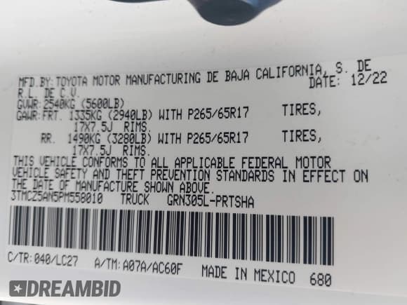 ✅ 2023 Toyota Tacoma SR • VIN: 3TMCZ5AN5PM558010 • Лот: 43358292. Опубликован ранее на IAAI с пробегом 26 117 миль. Бесплатный доступ к архиву аукционных продаж из США и подробный отчёт об истории автомобиля на DreamBid. Изображение 9.