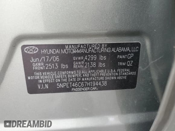 ✅ 2007 Hyundai Sonata GLS • VIN: 5NPET46C67H194438 • Lot: 71231175. Wystawiony na Copart z przebiegiem 173 701 mil. Bezpłatny archiwum sprzedaży aukcyjnych z USA i szczegółowy raport historii pojazdu na DreamBid. Zdjęcie 12.