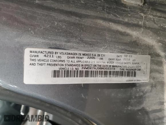 ✅ 2011 Volkswagen Jetta SE • VIN: 3VWDX7AJ9BM355372 • Lot: 81951025. Wystawiony na Copart z przebiegiem 278 405 mil. Bezpłatny archiwum sprzedaży aukcyjnych z USA i szczegółowy raport historii pojazdu na DreamBid. Zdjęcie 12.