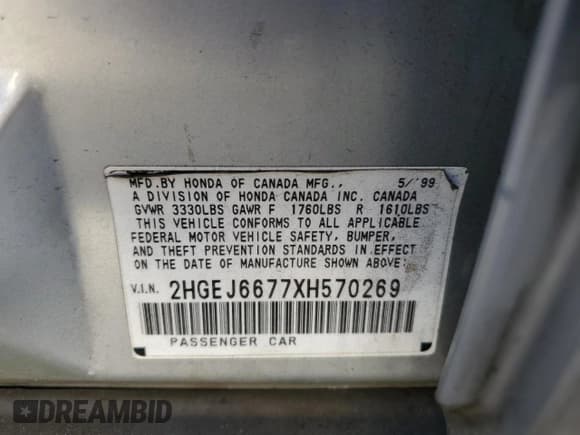 ✅ 1999 Honda Civic LX • VIN: 2HGEJ6677XH570269 • Lot: 86301615. Listed on Copart with 163,637 mi. Free auction sales archive from the USA and detailed vehicle history report at DreamBid. Image 12.