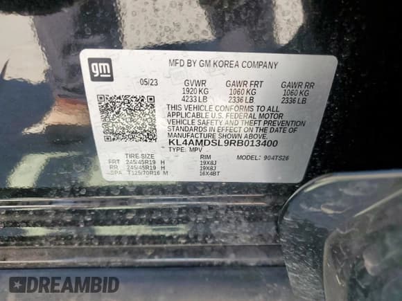 ✅ 2024 Buick Encore GX Sport Touring • VIN: KL4AMDSL9RB013400 • Lot: 54048155. Listed on Copart with 23,929 mi. Free auction sales archive from the USA and detailed vehicle history report at DreamBid. Image 13.