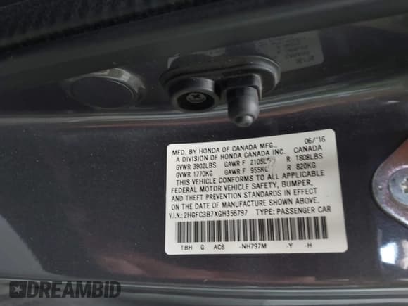 ✅ 2016 Honda Civic EX-L • VIN: 2HGFC3B7XGH356797 • Лот: 42920494. Опубликован ранее на IAAI с пробегом 72 508 миль. Бесплатный доступ к архиву аукционных продаж из США и подробный отчёт об истории автомобиля на DreamBid. Изображение 9.