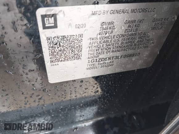 2020 Chevrolet Malibu LT with VIN 1G1ZD5ST3LF098810, listed as a IAAI auction lot 43438532 with 140,976 mi miles and . Bid and sale history available at DreamBid. Image 9.