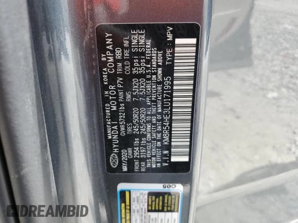 ✅ 2020 Hyundai Palisade Limited • VIN: KM8R54HE3LU171995 • Лот: 65329224. Опубликован ранее на Copart с пробегом 57 424 миль. Бесплатный доступ к архиву аукционных продаж из США и подробный отчёт об истории автомобиля на DreamBid. Изображение 15.