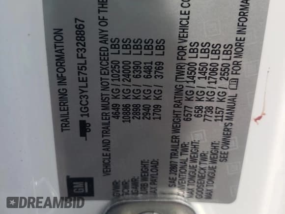 ✅ 2020 Chevrolet Silverado 2500HD Work Truck • VIN: 1GC3YLE75LF328867 • Лот: 49448635. Опубликован ранее на Copart с пробегом 23 083 миль. Бесплатный доступ к архиву аукционных продаж из США и подробный отчёт об истории автомобиля на DreamBid. Изображение 12.