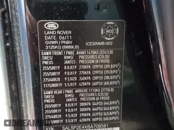 ✅ 2011 Land Rover Range Rover Sport SC • VIN: SALSP2E4XBA708581 • Lot: 42052995. Listed on Copart with 88,079 mi. Free auction sales archive from the USA and detailed vehicle history report at DreamBid. Image 14.