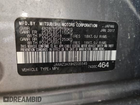 2017 Mitsubishi Outlander SE с VIN JA4AZ3A39HZ035545, выставлен на аукционе Copart как лот 85663645 с пробегом 183 579 миль миль и Чистый • Clean title. История ставок и продаж доступна на DreamBid. Изображение 13.