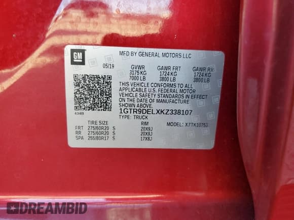 ✅ 2019 GMC Sierra 1500 • VIN: 1GTR9DELXKZ338107 • Лот: 84355215. Опубликован ранее на Copart с пробегом 108 405 миль. Бесплатный доступ к архиву аукционных продаж из США и подробный отчёт об истории автомобиля на DreamBid. Изображение 13.