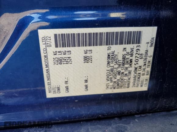 ✅ 2022 Nissan Maxima SV • VIN: 1N4AA6CV0NC507293 • Lot: 87421235. Wystawiony na Copart z przebiegiem 57 628 mil. Bezpłatny archiwum sprzedaży aukcyjnych z USA i szczegółowy raport historii pojazdu na DreamBid. Zdjęcie 12.