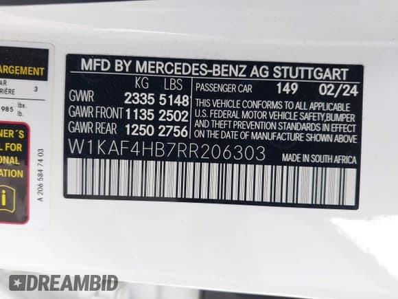 ✅ 2024 Mercedes-Benz C 300 • VIN: W1KAF4HB7RR206303 • Лот: 42759661. Опубликован ранее на IAAI с пробегом 15 594 миль. Бесплатный доступ к архиву аукционных продаж из США и подробный отчёт об истории автомобиля на DreamBid. Изображение 9.
