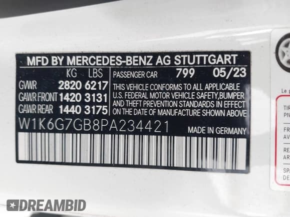 ✅ 2023 Mercedes-Benz S 580 • VIN: W1K6G7GB8PA234421 • Lot: 42329549. Wystawiony na IAAI z przebiegiem 43 441 mil. Bezpłatny archiwum sprzedaży aukcyjnych z USA i szczegółowy raport historii pojazdu na DreamBid. Zdjęcie 9.