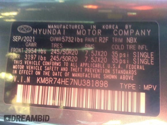 ✅ 2022 Hyundai Palisade Calligraphy • VIN: KM8R74HE7NU381898 • Лот: 41296433. Опубликован ранее на IAAI с пробегом 60 353 миль. Бесплатный доступ к архиву аукционных продаж из США и подробный отчёт об истории автомобиля на DreamBid. Изображение 9.