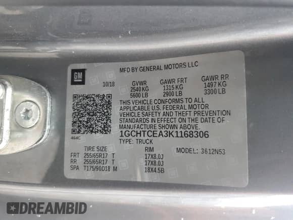 2019 Chevrolet Colorado 4WD LT with VIN 1GCHTCEA3K1168306, listed as a Copart auction lot 47677085 with 67,716 mi miles and Salvage title. Bid and sale history available at DreamBid. Image 12.