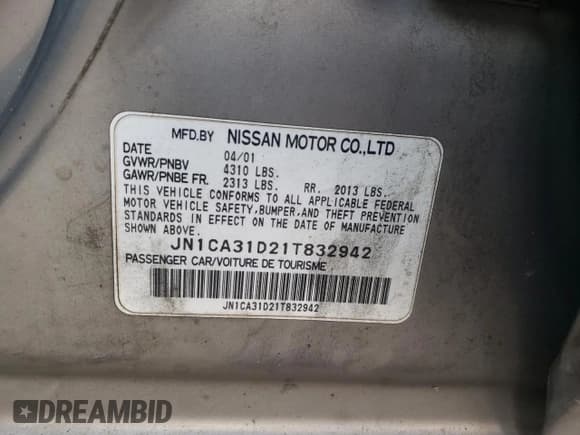 ✅ 2001 Nissan Maxima GXE • VIN: JN1CA31D21T832942 • Лот: 78465584. Опубликован ранее на Copart с пробегом 248 925 миль. Бесплатный доступ к архиву аукционных продаж из США и подробный отчёт об истории автомобиля на DreamBid. Изображение 14.