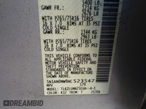 ✅ 2010 Nissan Xterra X • VIN: 5N1AN0NW9AC523547 • Lot: 86216915. Wystawiony na Copart z przebiegiem 145 658 mil. Bezpłatny archiwum sprzedaży aukcyjnych z USA i szczegółowy raport historii pojazdu na DreamBid. Zdjęcie 13.