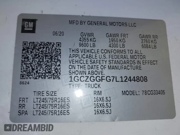 ✅ 2020 Chevrolet Express Cargo • VIN: 1GCZGGFG7L1244808 • Lot: 39556029. Listed on IAAI with 49,257 mi. Free auction sales archive from the USA and detailed vehicle history report at DreamBid. Image 9.