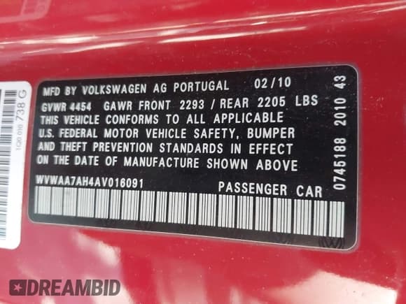 ✅ 2010 Volkswagen Eos • VIN: WVWAA7AH4AV016091 • Лот: 42138443. Опубликован ранее на IAAI с пробегом 174 957 миль. Бесплатный доступ к архиву аукционных продаж из США и подробный отчёт об истории автомобиля на DreamBid. Изображение 9.