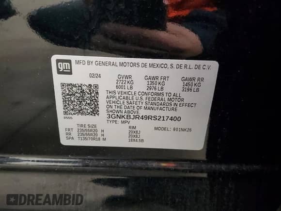 2024 Chevrolet Blazer LT z VIN 3GNKBJR49RS217400, wystawiony jako Copart lot #42521405 z przebiegiem 10 380 mil mil oraz Szkoda całkowita • Salvage title. Historia ofert i sprzedaży dostępna na DreamBid. Obrazek 14.