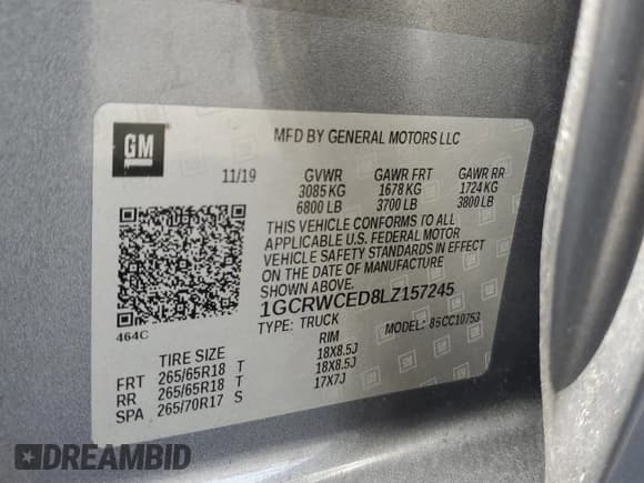 ✅ 2020 Chevrolet Silverado 1500 LT • VIN: 1GCRWCED8LZ157245 • Lot: 91548175. Wystawiony na Copart z przebiegiem 147 807 mil. Bezpłatny archiwum sprzedaży aukcyjnych z USA i szczegółowy raport historii pojazdu na DreamBid. Zdjęcie 12.