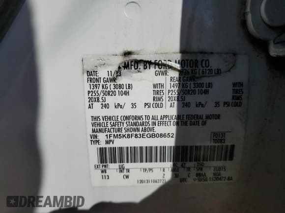 ✅ 2014 Ford Explorer Limited • VIN: 1FM5K8F83EGB08652 • Lot: 92856945. Wystawiony na Copart z przebiegiem 157 395 mil. Bezpłatny archiwum sprzedaży aukcyjnych z USA i szczegółowy raport historii pojazdu na DreamBid. Zdjęcie 14.