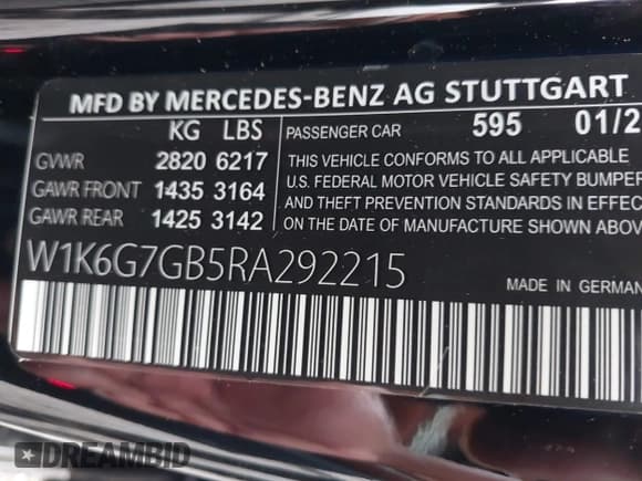 ✅ 2024 Mercedes-Benz S 580 • VIN: W1K6G7GB5RA292215 • Лот: 43006171. Опубликован ранее на IAAI с пробегом 36 822 миль. Бесплатный доступ к архиву аукционных продаж из США и подробный отчёт об истории автомобиля на DreamBid. Изображение 9.
