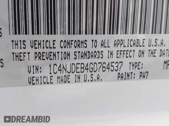 ✅ 2016 Jeep Compass High Altitude • VIN: 1C4NJDEB4GD764537 • Лот: 43636678. Опубликован ранее на IAAI с пробегом 77 245 миль. Бесплатный доступ к архиву аукционных продаж из США и подробный отчёт об истории автомобиля на DreamBid. Изображение 9.