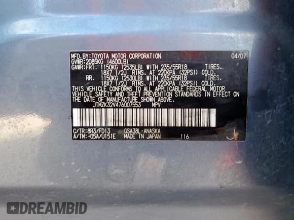 ✅ 2007 Toyota RAV4 Sport • VIN: JTMZK32V476007553 • Lot: 66098025. Wystawiony na Copart z przebiegiem 140 310 mil. Bezpłatny archiwum sprzedaży aukcyjnych z USA i szczegółowy raport historii pojazdu na DreamBid. Zdjęcie 12.