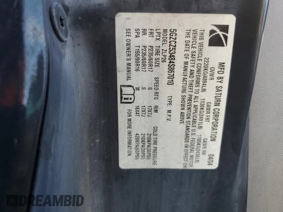 ✅ 2004 Saturn VUE V6 • VIN: 5GZCZ53484S867010 • Lot: 90332725. Wystawiony na Copart z przebiegiem 239 778 mil. Bezpłatny archiwum sprzedaży aukcyjnych z USA i szczegółowy raport historii pojazdu na DreamBid. Zdjęcie 13.