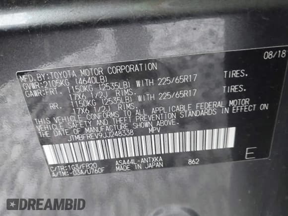 ✅ 2018 Toyota RAV4 LE • VIN: JTMBFREV9JJ248338 • Лот: 43604759. Опубликован ранее на IAAI с пробегом 78 258 миль. Бесплатный доступ к архиву аукционных продаж из США и подробный отчёт об истории автомобиля на DreamBid. Изображение 9.