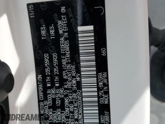 ✅ 2016 Lexus RX 350 • VIN: JTJBZMCA6G2004592 • Lot: 64661255. Listed on Copart with Not provided. Free auction sales archive from the USA and detailed vehicle history report at DreamBid. Image 13.