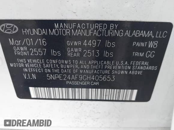 2016 Hyundai Sonata 2.4L z VIN 5NPE24AF9GH405653, wystawiony jako IAAI lot #41835115 z przebiegiem 103 840 mil mil oraz . Historia ofert i sprzedaży dostępna na DreamBid. Obrazek 9.