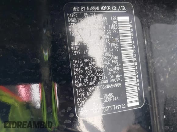 ✅ 2024 Nissan Rogue Platinum • VIN: JN8BT3DD3RW454966 • Lot: 43226162. Listed on IAAI with 33,682 mi. Free auction sales archive from the USA and detailed vehicle history report at DreamBid. Image 9.