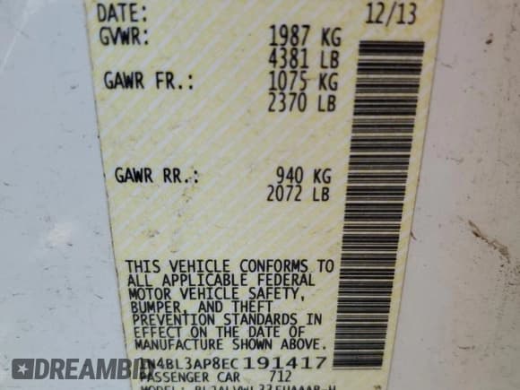 ✅ 2014 Nissan Altima SL • VIN: 1N4BL3AP8EC191417 • Лот: 93766855. Опубликован ранее на Copart с пробегом 132 028 миль. Бесплатный доступ к архиву аукционных продаж из США и подробный отчёт об истории автомобиля на DreamBid. Изображение 12.