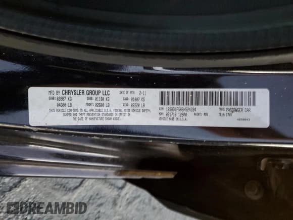 ✅ 2011 Dodge Avenger Heat • VIN: 1B3BD1FG8BN524334 • Лот: 74887154. Опубликован ранее на Copart с пробегом 106 017 миль. Бесплатный доступ к архиву аукционных продаж из США и подробный отчёт об истории автомобиля на DreamBid. Изображение 12.