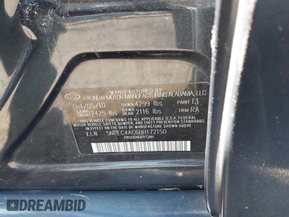 ✅ 2011 Hyundai Sonata Limited • VIN: 5NPEC4AC6BH172150 • Lot: 43675440. Listed on IAAI with 146,300 mi. Free auction sales archive from the USA and detailed vehicle history report at DreamBid. Image 9.