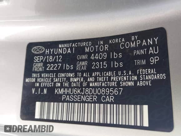 2013 Hyundai Genesis Coupe Track с VIN KMHHU6KJ8DU089567, выставлен на аукционе IAAI как лот 42257511 с пробегом Не указан миль и . История ставок и продаж доступна на DreamBid. Изображение 9.