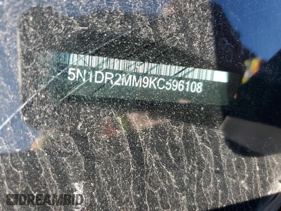 ✅ 2019 Nissan Pathfinder SV • VIN: 5N1DR2MM9KC596108 • Lot: 82482725. Wystawiony na Copart z przebiegiem Nie podano. Bezpłatny archiwum sprzedaży aukcyjnych z USA i szczegółowy raport historii pojazdu na DreamBid. Zdjęcie 14.