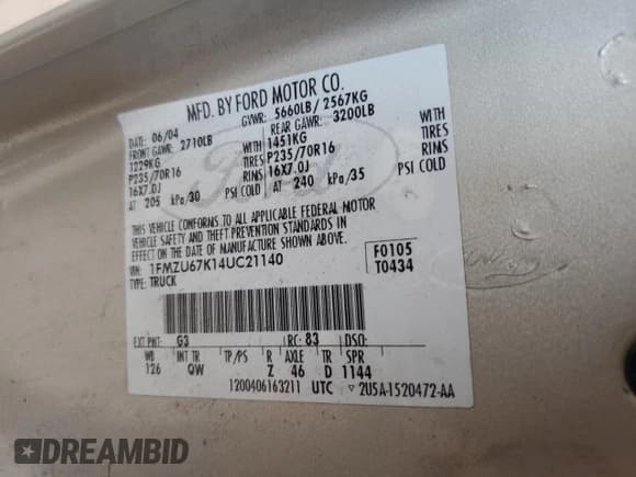 ✅ 2004 Ford Explorer Sport Trac XLS • VIN: 1FMZU67K14UC21140 • Lot: 57873115. Wystawiony na Copart z przebiegiem 131 040 mil. Bezpłatny archiwum sprzedaży aukcyjnych z USA i szczegółowy raport historii pojazdu na DreamBid. Zdjęcie 12.