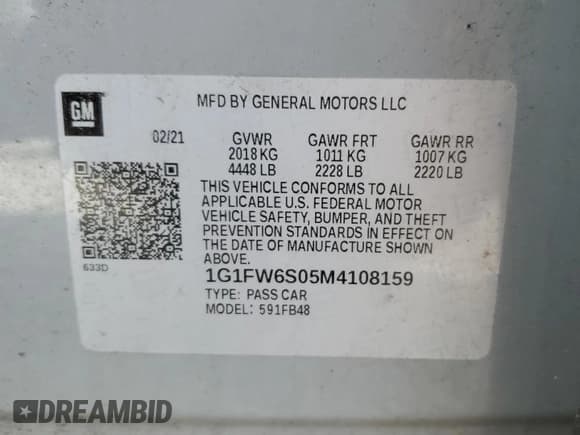 ✅ 2021 Chevrolet Bolt EV 1LT • VIN: 1G1FW6S05M4108159 • Lot: 69264635. Listed on Copart with 29,270 mi. Free auction sales archive from the USA and detailed vehicle history report at DreamBid. Image 12.