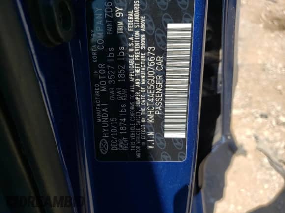 2016 Hyundai Accent SE с VIN KMHCT4AE5GU076673, выставлен на аукционе Copart как лот 72581332 с пробегом 137 796 миль миль и . История ставок и продаж доступна на DreamBid. Изображение 10.