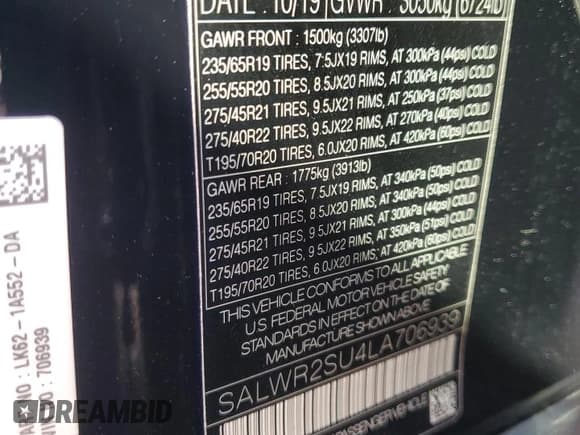 ✅ 2020 Land Rover Range Rover Sport HSE • VIN: SALWR2SU4LA706939 • Lot: 86608625. Listed on Copart with 78,670 mi. Free auction sales archive from the USA and detailed vehicle history report at DreamBid. Image 14.