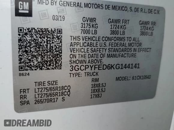 ✅ 2019 Chevrolet Silverado 1500 LT Trail Boss • VIN: 3GCPYFED6KG144141 • Lot: 66361384. Wystawiony na Copart z przebiegiem 85 083 mil. Bezpłatny archiwum sprzedaży aukcyjnych z USA i szczegółowy raport historii pojazdu na DreamBid. Zdjęcie 12.