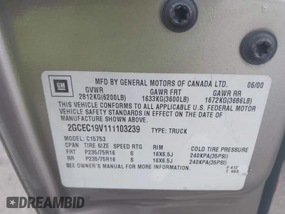 ✅ 2001 Chevrolet Silverado 1500 LS • VIN: 2GCEC19V111103239 • Lot: 43517310. Listed on IAAI with 177,501 mi. Free auction sales archive from the USA and detailed vehicle history report at DreamBid. Image 9.